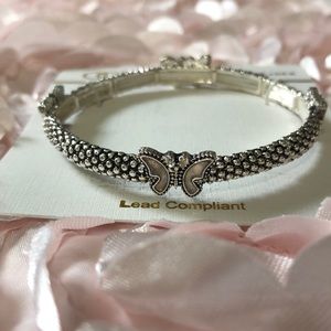 NWT OORI Boutique Silver Tone Butterfly Bracelet!
